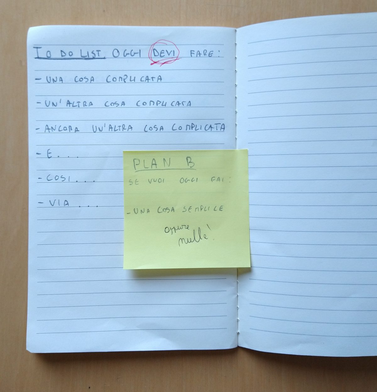 immagine di quaderno e post il per l'articolo Piano B: la strategia per non mollare mai