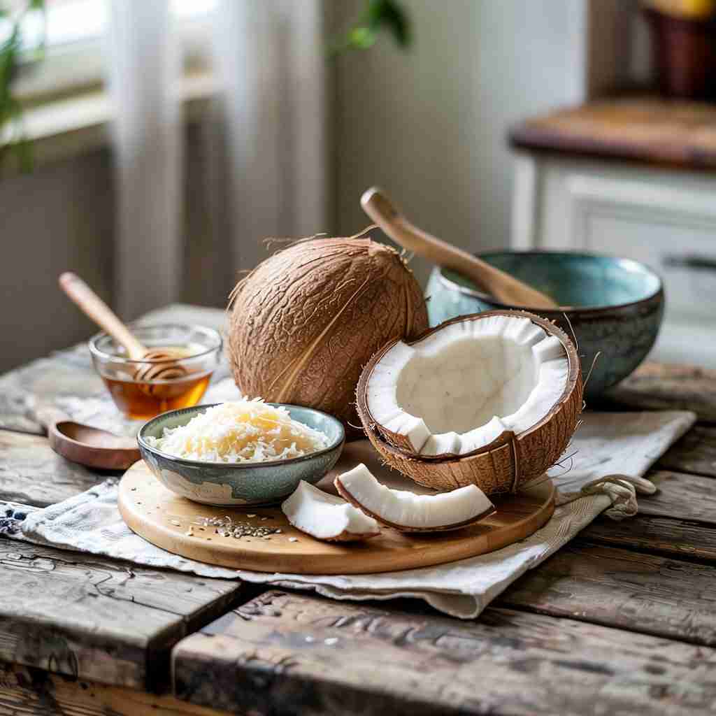 Immagine di cocco intero e tagliato per l'articolo Cocco: proprietà, benefici e usi intelligenti di un frutto (tutt'altro che) esotico