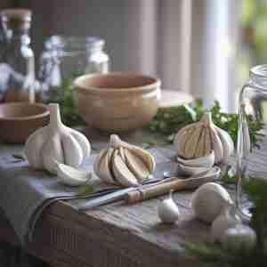 Immagine di aglio intero e a spicchi per l'articolo "Aglio: proprietà, benefici e idee sane per gustarlo tutto l'anno"