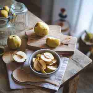 Immagine di nashi interi e a pezzi su un tavolo per l'articolo "Nashi: proprietà, benefici e idee per gustare la pera asiatica in ogni stagione"