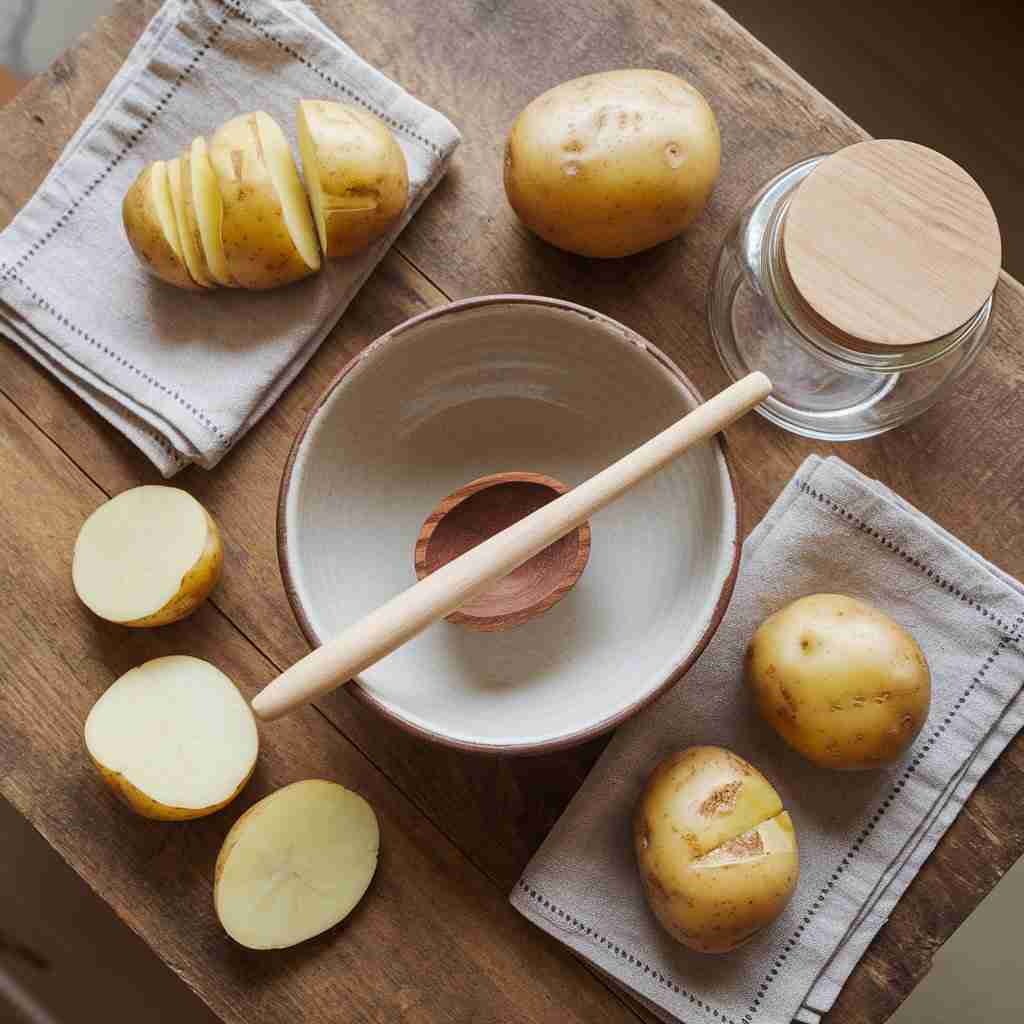 Immagine di patate intere e a fette per l'articolo "Patata: proprietà, benefici e idee sane per gustare il tesoro delle Ande in ogni stagione"