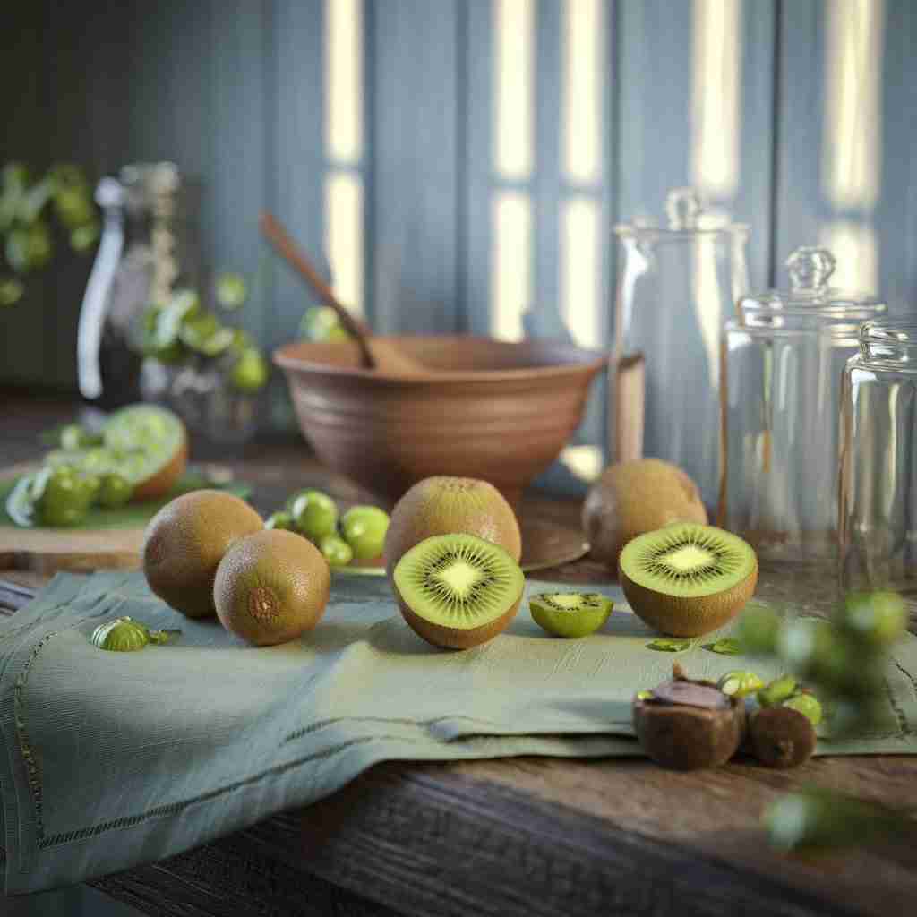 Immagine di kiwi interi e tagliati per l'articolo "Kiwi: proprietà, benefici e idee sane per usarlo al meglio"