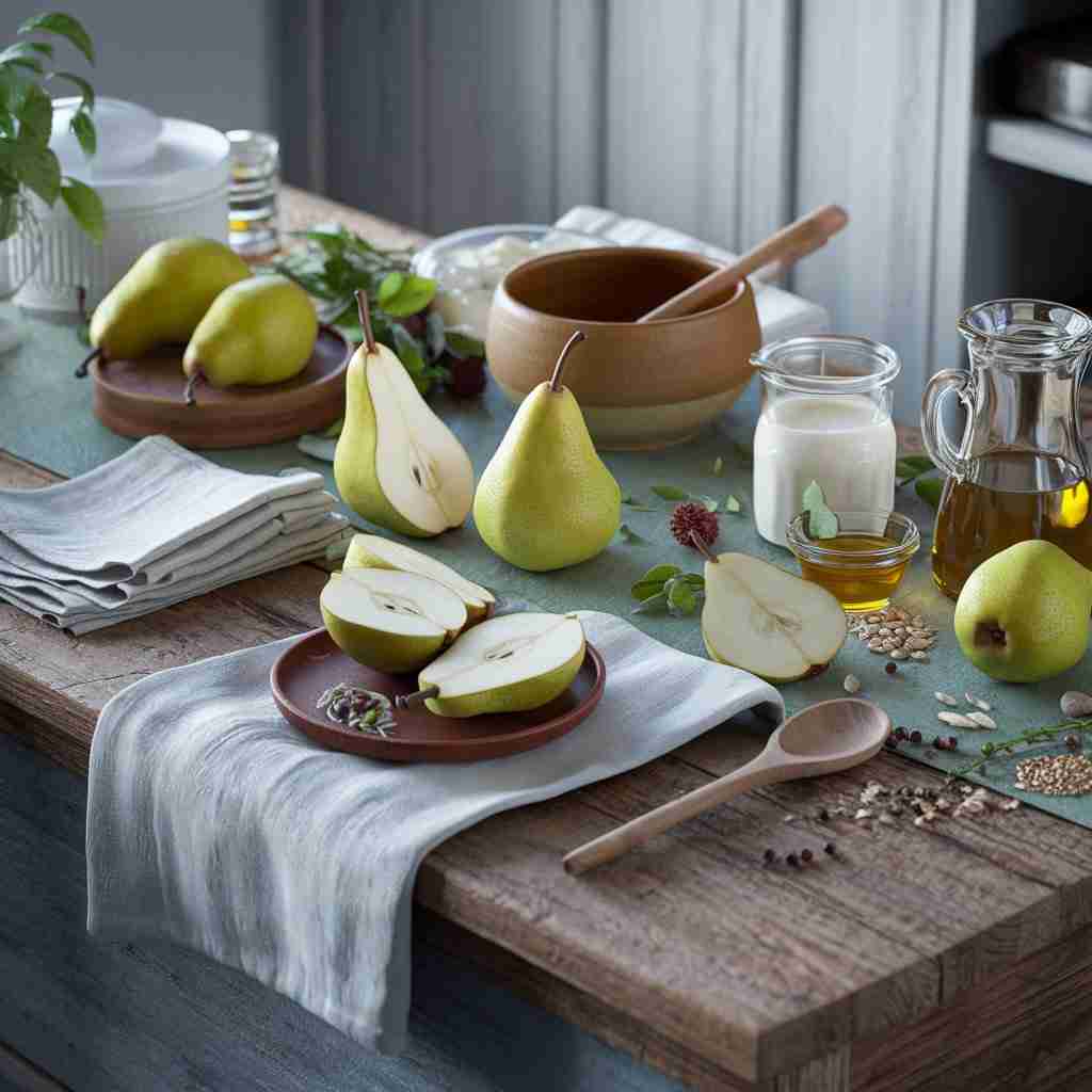 Immagine di pere intere e a fette per l'articolo "Pera: proprietà, benefici e idee sane per gustarla in ogni stagione"