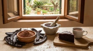 Baccelli di carruba mediterranea ricchi di calcio e fibre zero caffeina sostituto naturale del cioccolato