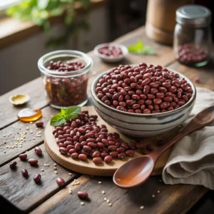 Fagioli azuki rossi giapponesi ricchi di antiossidanti ideali per pasta anko e cucina tradizionale orientale