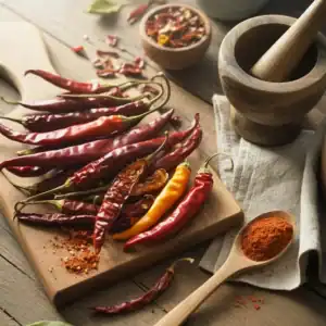Peperoncini rossi piccanti ricchi di capsaicina con proprietà termogeniche e benefici per il metabolismo